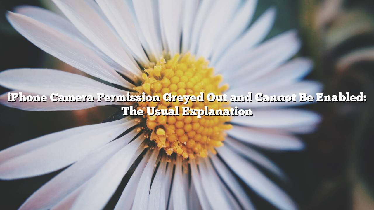 iPhone Camera Permission Greyed Out and Cannot Be Enabled: The Usual Explanation